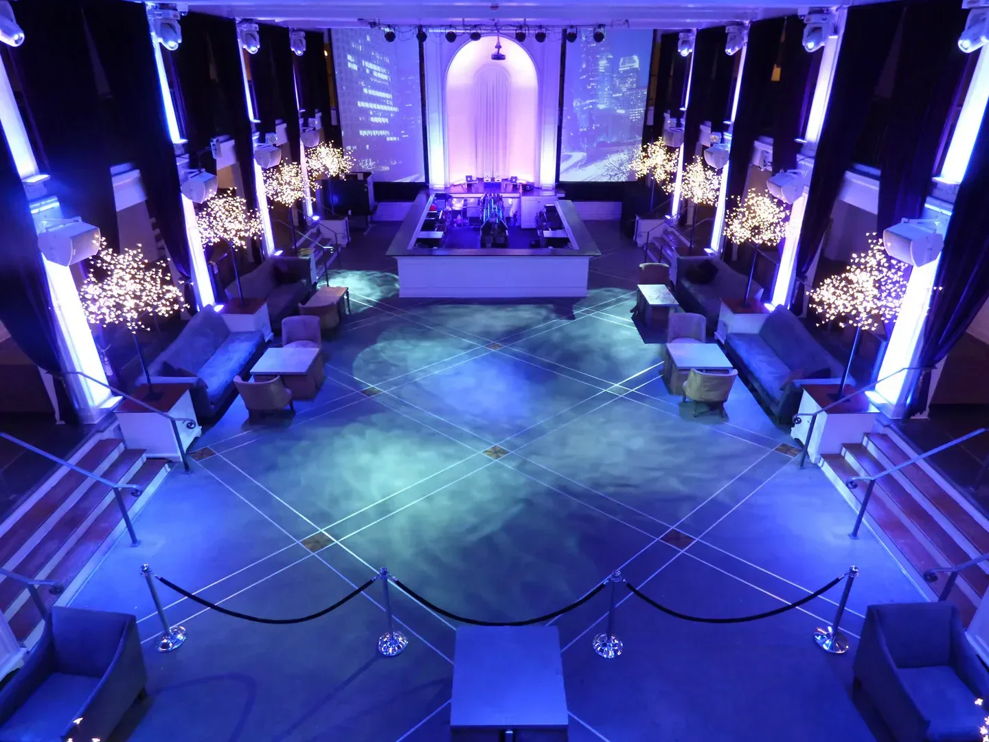 Interior view of Boulevard3 nightclub in Los Angeles with stylish lighting and decor