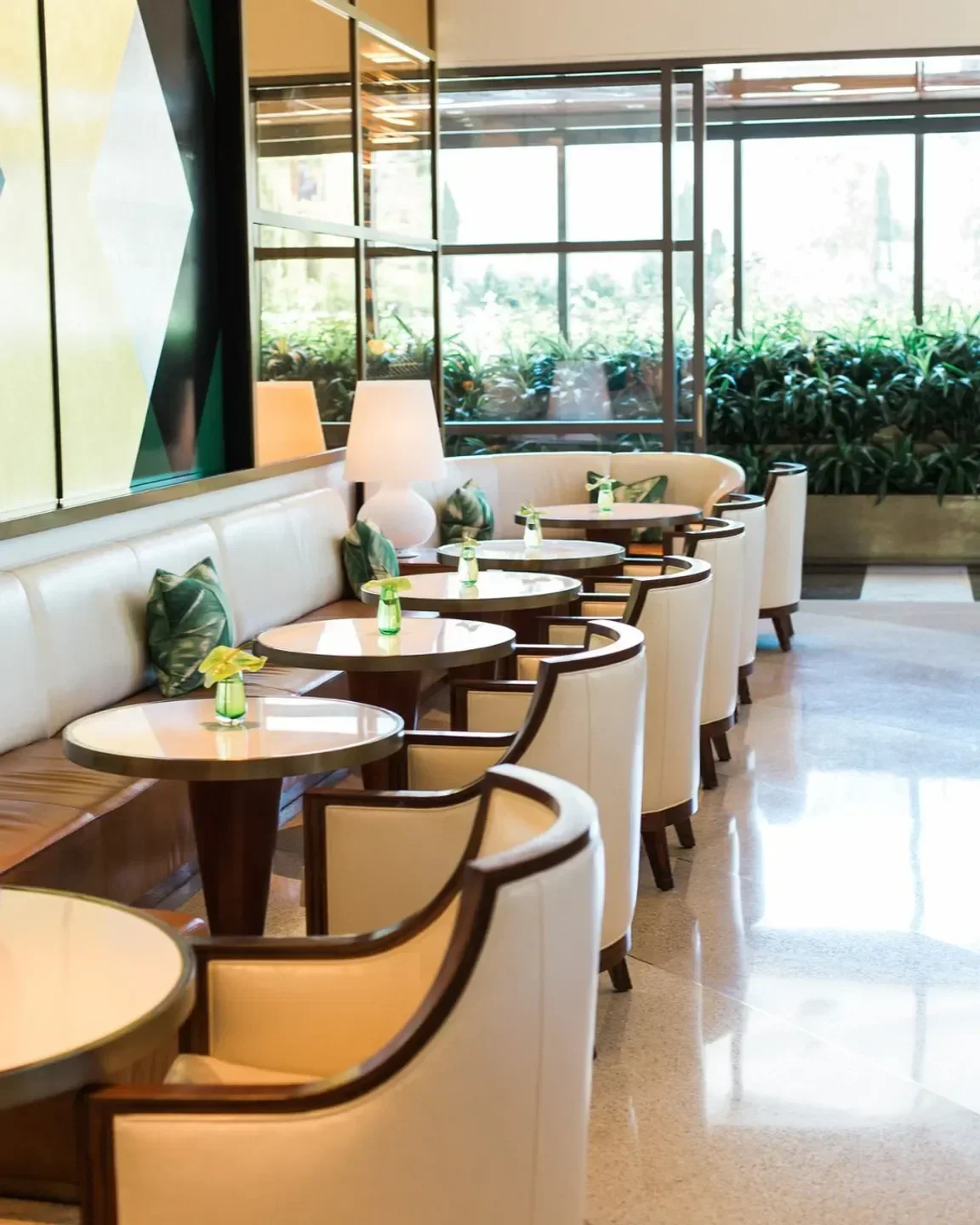 Elegant interior dining space at Espelette restaurant in Los Angeles with stylish seating.