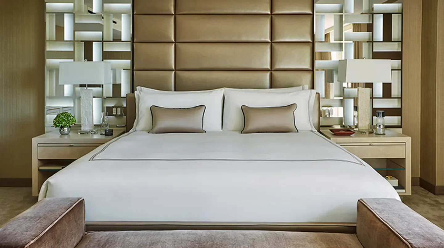 Luxury bedroom at L'Ermitage Beverly Hills in Los Angeles, featuring stylish design and decor.