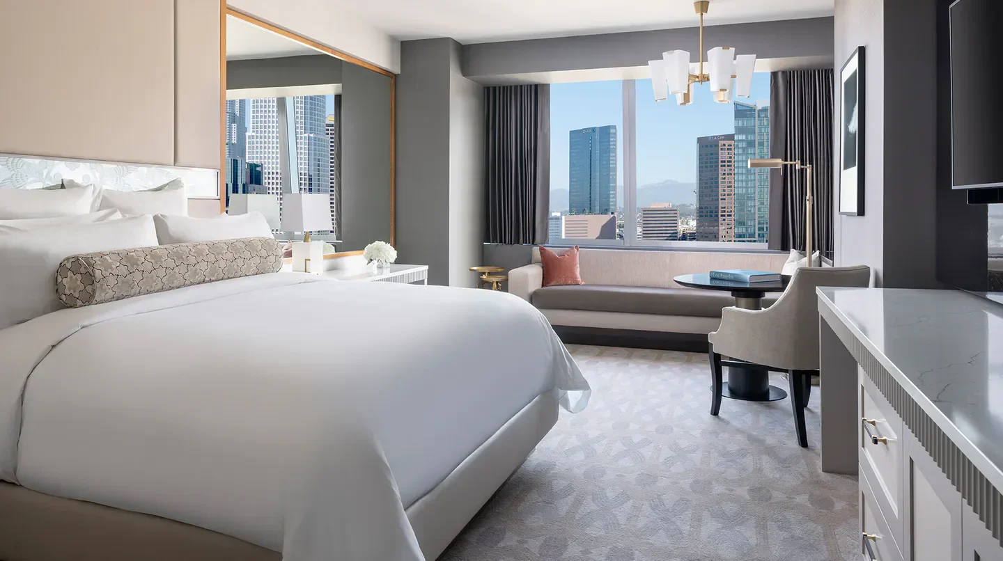Luxury hotel room at The Ritz-Carlton, Los Angeles with city views of Los Angeles.